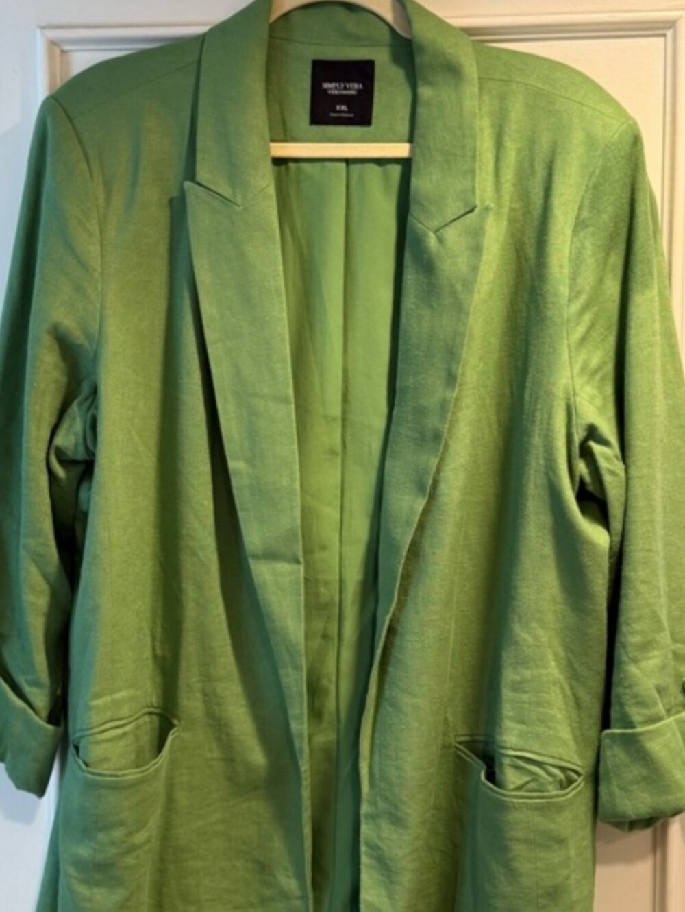 Simply Vera Vera Wang Linen Green Blazer Size XL